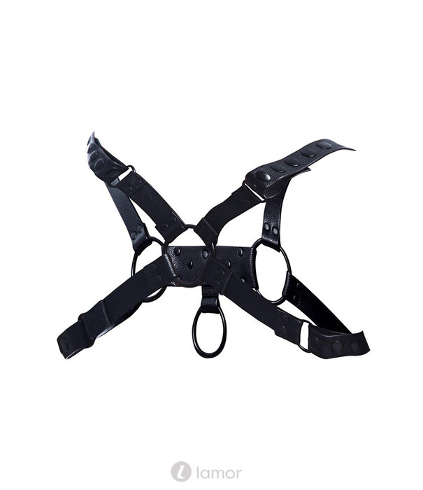 * CUT4MEN Zwarte lederlook borstharnas01 van het merk Cut4Men