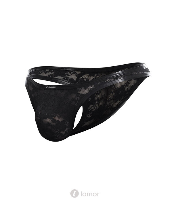 * CUT4MEN Zwarte kanten Bikini String van het merk Cut4Men