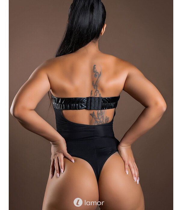 * DARING INTIMATES Zwarte wetlook bustier body van het merk Daring Intimates