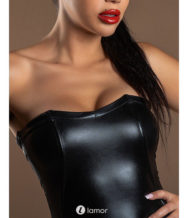 * DARING INTIMATES Zwarte wetlook bustier body van het merk Daring Intimates