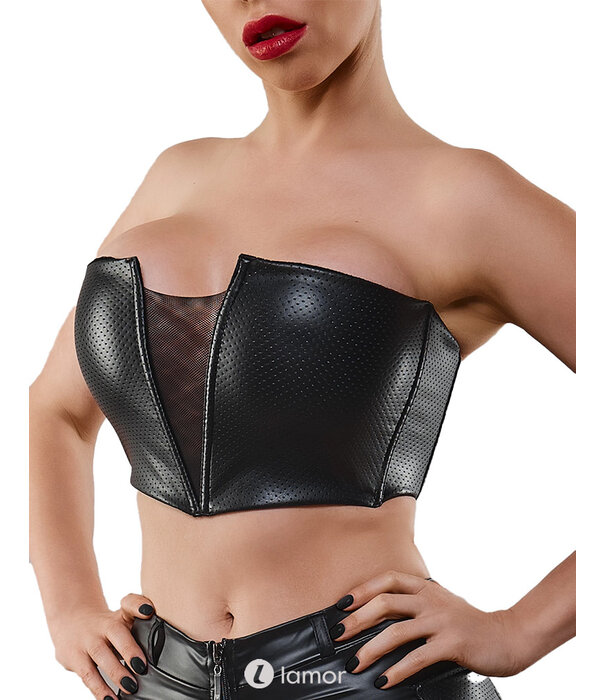 Sexy geperforeerde lederlook top van het merk Demoniq
