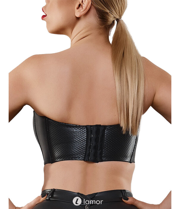 Sexy geperforeerde lederlook top van het merk Demoniq