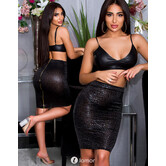 Sexy Sexy wetlook pencil rok met leopard print