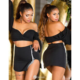 Sexy mini rokje met strass franjes