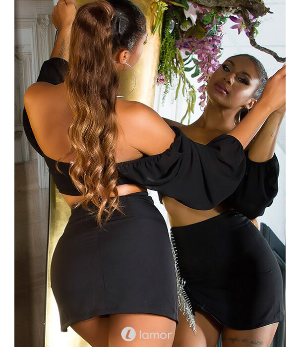 * KOUCLA Sexy mini rokje met strass franjes