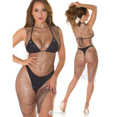 Sexy zwarte strass cover up jurk