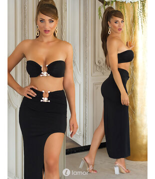 Zwarte Bandeau Top met Rok, IS5555