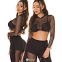 Sexy 2-delige zwarte set crop top & broek