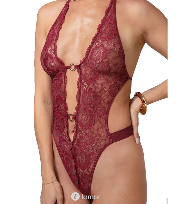 * Kim x Christine Bordeaux rode open kruis Body, Basic Instinct  van Kim x Christine