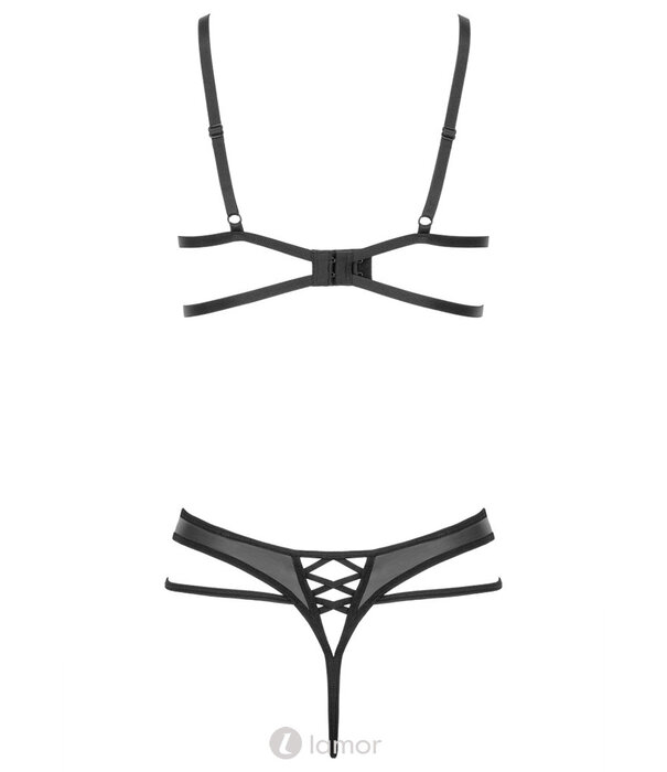 Spannende 2-delige set van latexlook en kant van het merk Kotek