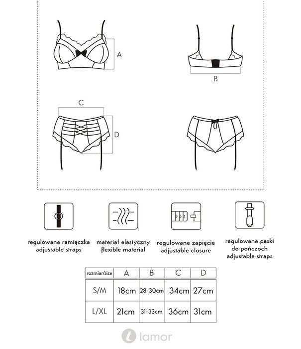 * LIVCO CORSETTI Verleidelijke zwarte lingerie set, Almudena