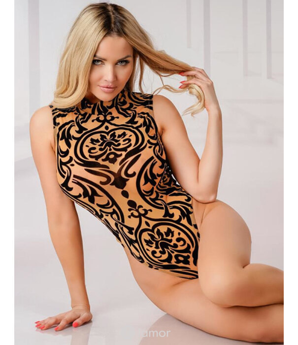 * LIVCO CORSETTI  Elegante body in bijzonder design van huidkleurig tule ,van Livco Corsetti