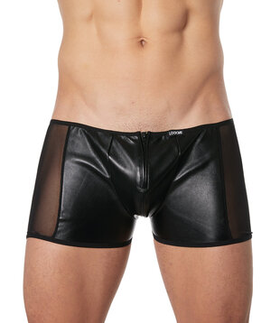 Lederlook heren short met transparante zijkanten (S)