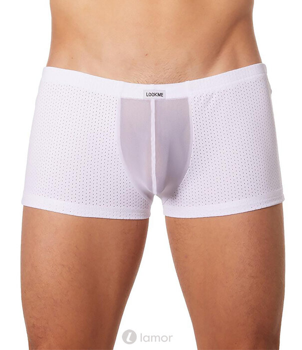* LOOK ME Witte heren boxer Fresh  Heren boxer in geperforeerde stof en tulle van  het merk Look Me