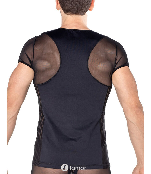 * LOOK ME T-shirt gemaakt van een mix van ondoorzichtige stof en fijn mesh-materiaal van het merk Look Me