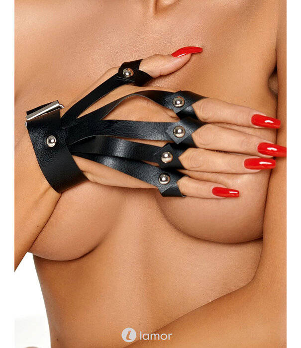 * ME SEDUCE Stoere zwarte Lederlook handschoenen van Me Seduce