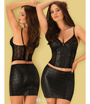 Zwart korset met rokje, Felisita (L/XL)