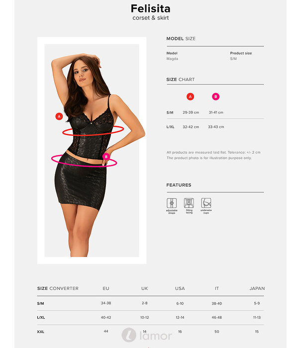 * OBSESSIVE Sexy zwart korset met rokje Felisita van Obsessive
