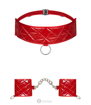 Rode Choker en handboeien Hunteria