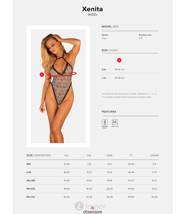 * OBSESSIVE Verleidelijke zwarte witte body Xenita van Obsessive