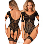 Verleidelijke zwarte bodystocking , G334 van Obsessive