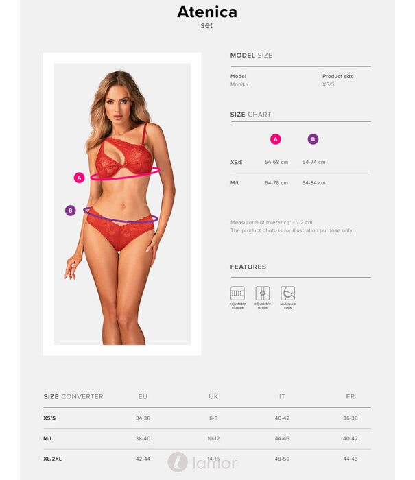 * OBSESSIVE 2-delige lingerie set van rood kant van Obsessive