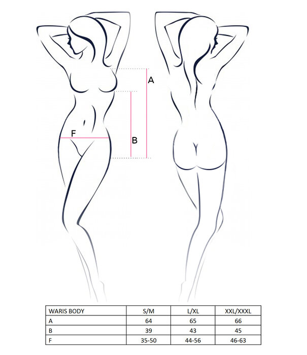 * PASSION Body Waris in wetlook en fijn elastisch gaas.