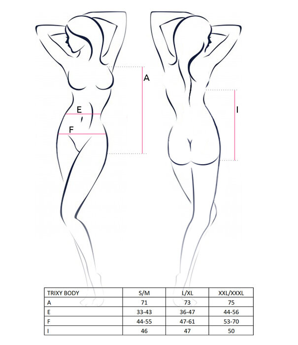 * PASSION Body Trixy in wetlook en fijn elastisch gaas.