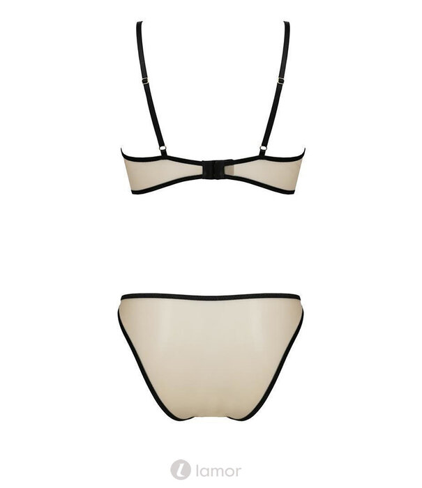 * PASSION 2-delige beige-zwart lingerie set  Lorina van Passion