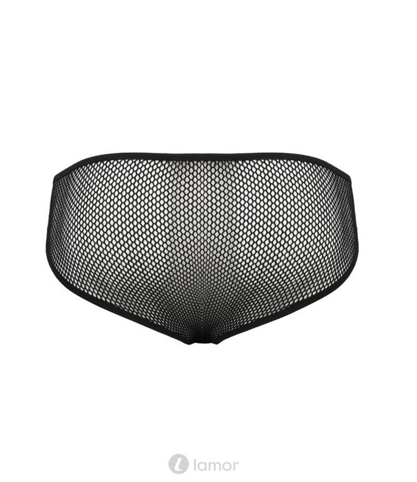 * PASSION MENSWEAR Sexy heren slip van lederlook en mesh van Passion Menswear