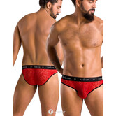 Sexy heren slip van Mesh materiaal met fluwelen print van Passion Menswear