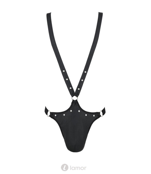 * PASSION MENSWEAR Sexy heren stringbody van lederlook materiaal  van Passion Menswear