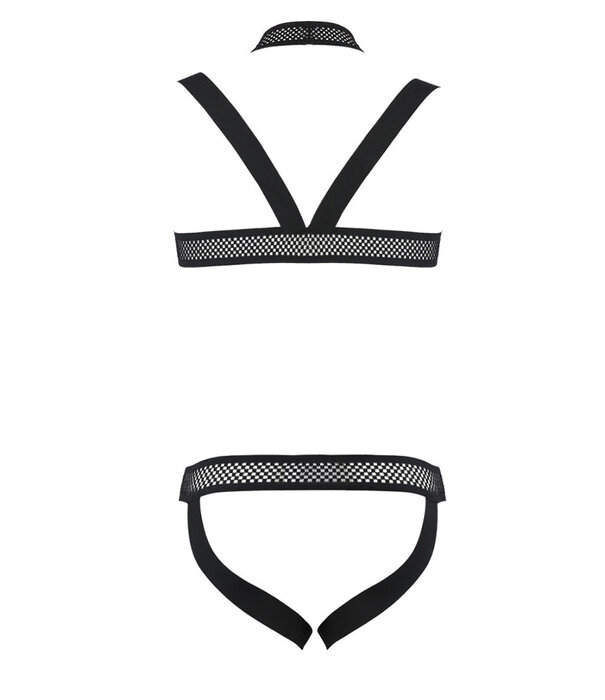 * PASSION MENSWEAR Sexy heren Jockstrap & Harnas  van lederlook en grof mesh materiaal  van Passion Menswear