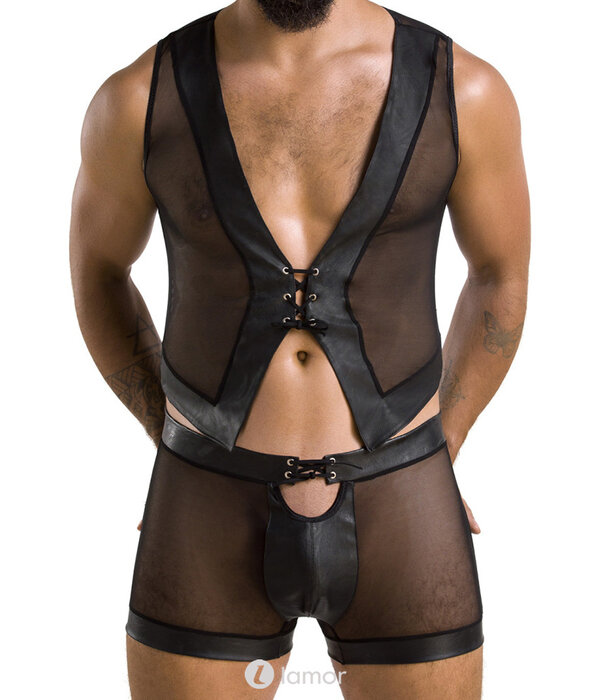 * PASSION MENSWEAR Sexy heren tule set short & Crop top van Passion Menswear