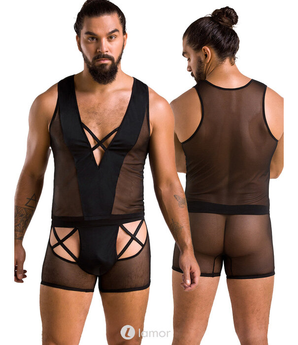 * PASSION MENSWEAR Sexy heren tule set short & shirt van Passion Menswear
