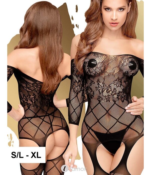 * PENTHOUSE Sierlijke zwarte bodystocking  Top-Notch van  Penthouse