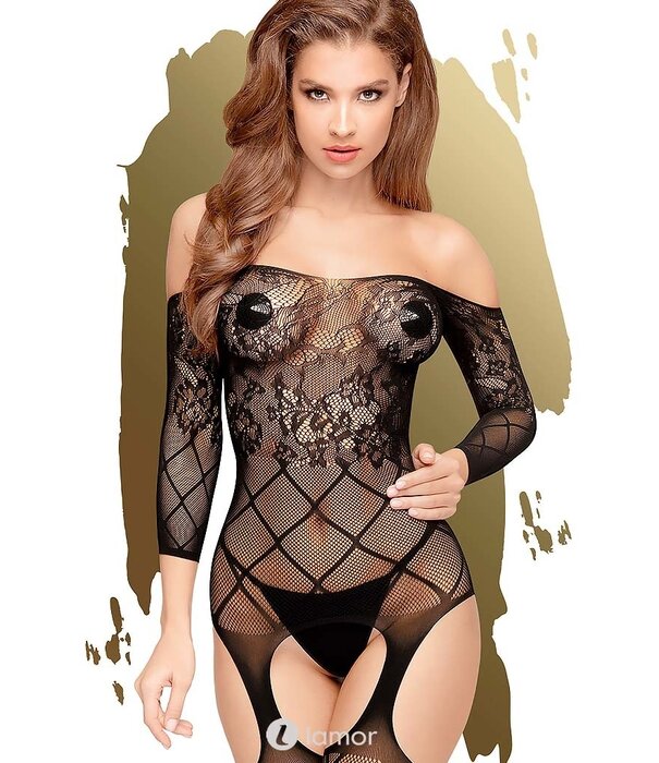 * PENTHOUSE Sierlijke zwarte bodystocking  Top-Notch van  Penthouse