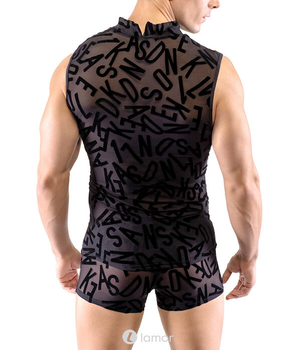 Transparante Heren shirt met fluwelen letters van SvenJoyment