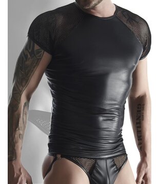 Wetlook heren Shirt met mesh mouwen, TSH007