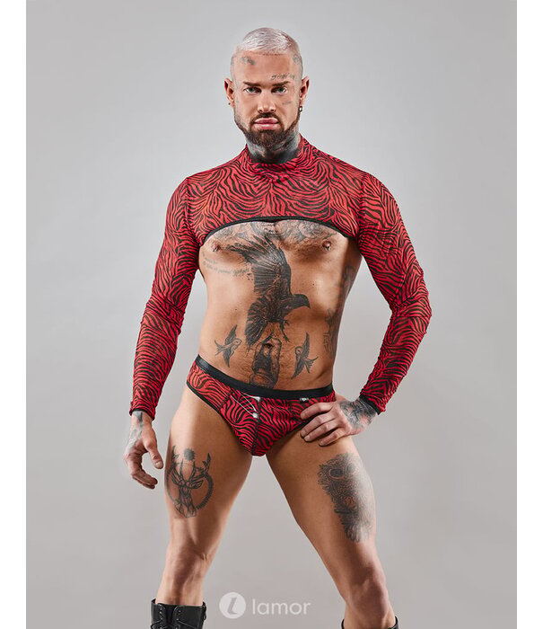 * RFP Rood/zwart heren Croptop met zebra print, van het merk RFP