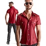 Rood wetlook heren blouse met korte mouwen van het merk RFP