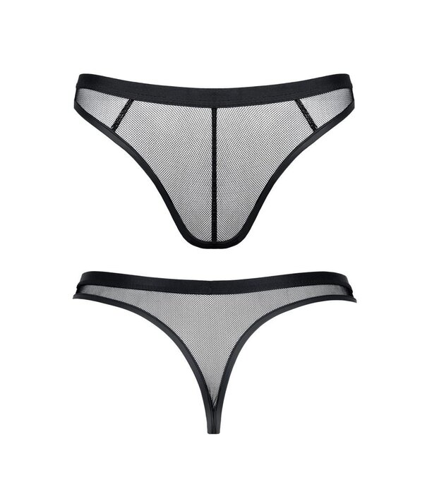 * RFP String gemaakt van stretchy mesh en mat wetlook materiaal. Brede elastische tailleband.