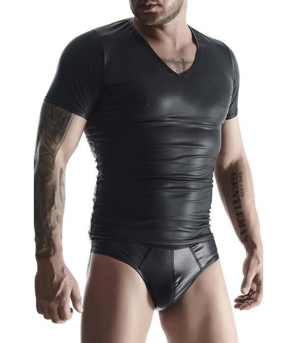 * RFP T-shirt, gemaakt van stretchy mat wetlook materiaal.