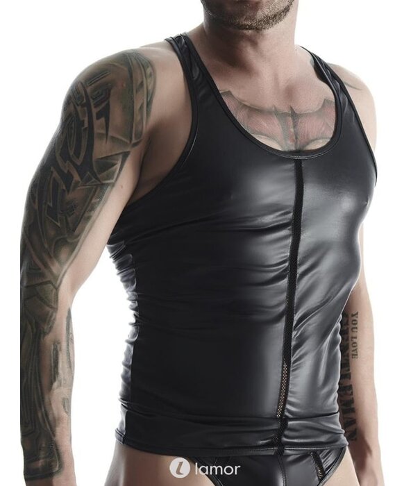 * RFP Tanktop, gemaakt van stretchy mat wetlook materiaal.