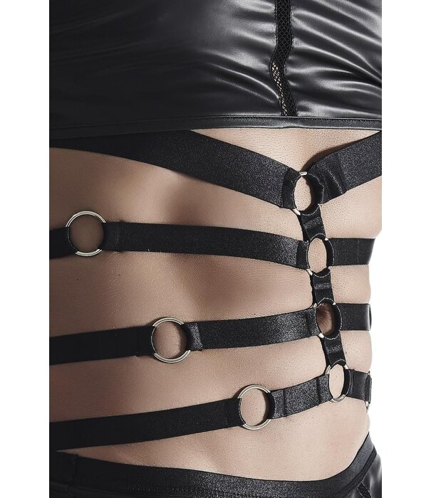 * RFP Mat look heren T-shirt gecombineerd met elastische banden en decoratieve elementen aan de voorkant