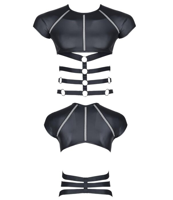 * RFP Mat look heren T-shirt gecombineerd met elastische banden en decoratieve elementen aan de voorkant