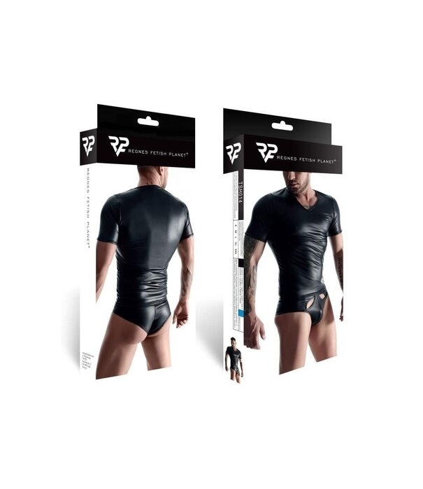 * RFP Wetlook & elastiek mesh gecombineerd heren raglan mouw T-shirt