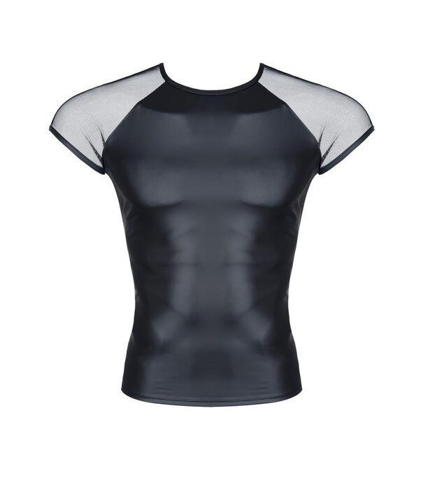 * RFP T-shirt, gemaakt van stretchy mat wetlook materiaal en mesh mouwtjes.