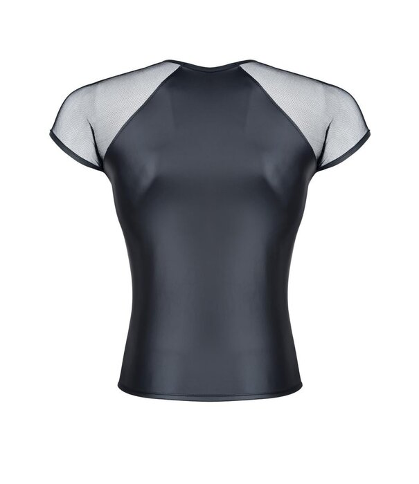 * RFP T-shirt, gemaakt van stretchy mat wetlook materiaal en mesh mouwtjes.