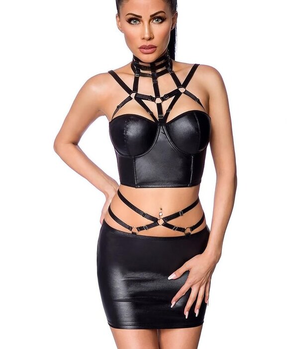 * SARESIA Kinky wetlook gogo setje  met straps